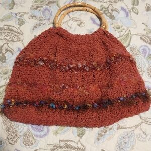 Designs By Teri Handcrafted Bag with Bamboo Handles - Rust